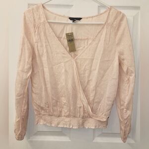 American Eagle top light pink wrap blouse size XS